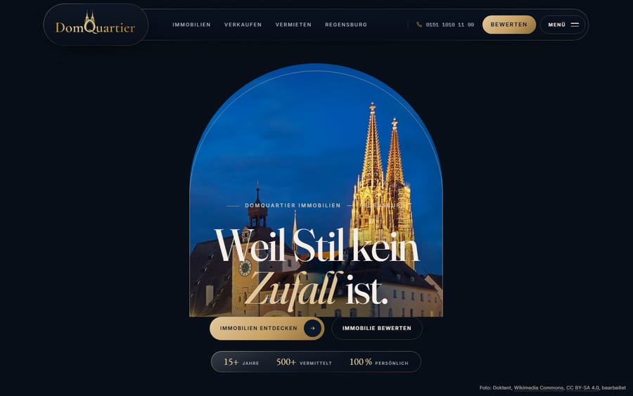 Website von DomQuartier Immobilien in Regensburg